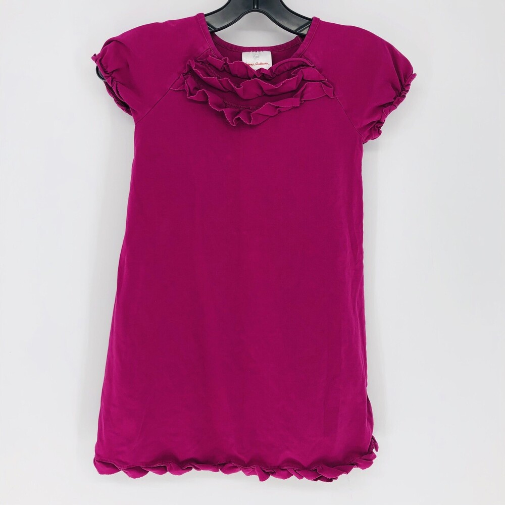 Hanna Andersson Raspberry Pink Ruffle Stretch A Line Toddler Play Dress 120 6-7y